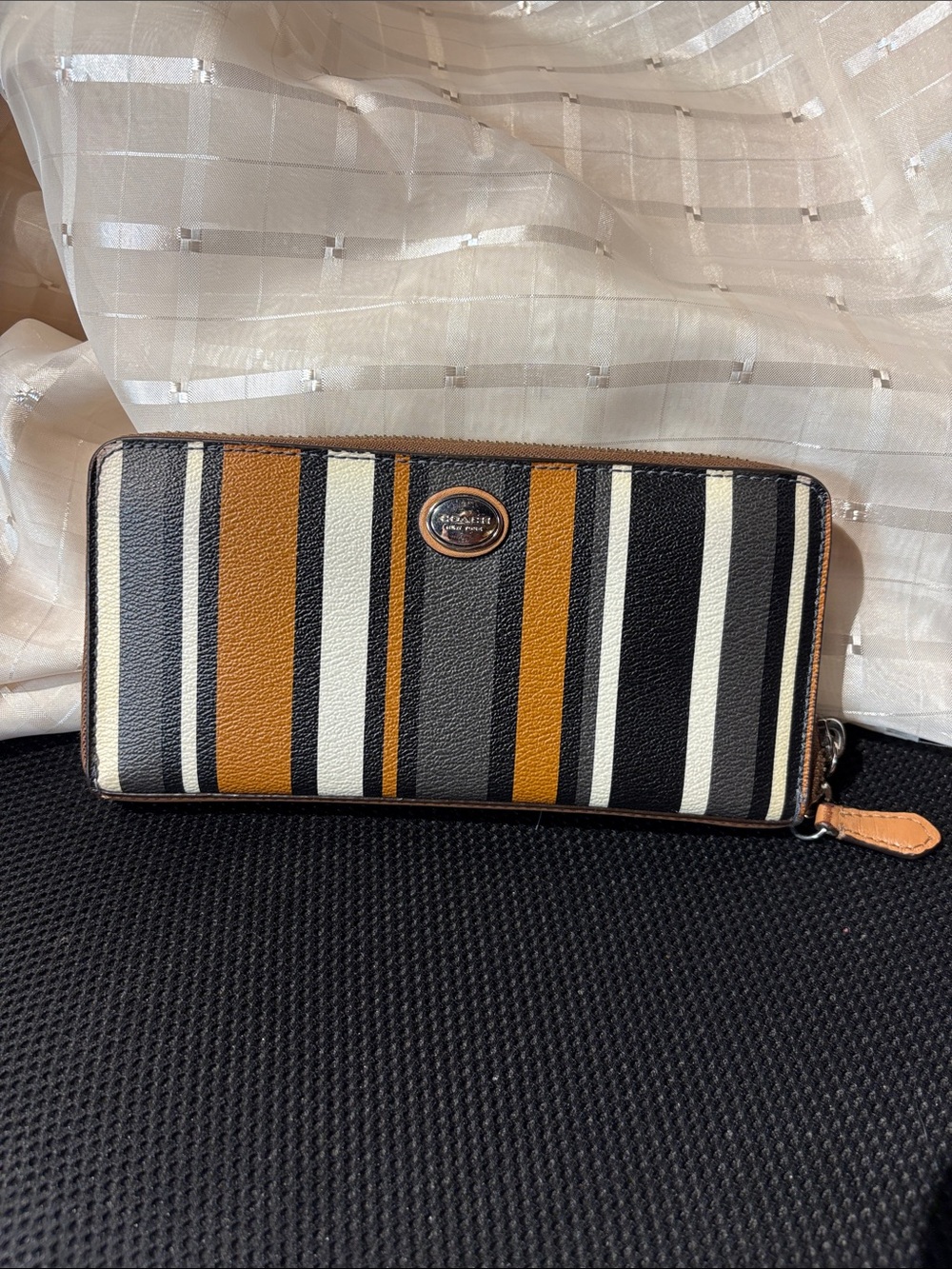 Coach Vintage Peyton Multi-Stripe Accordion Zip Wallet F51751